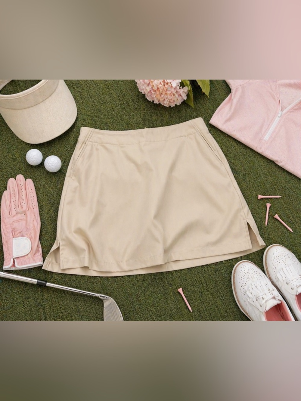 Lady Hagen Essentials Golf Skort Tan Size 4 Built-In Shorts Athletic Skirt EUC